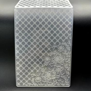 Imagem de Pasta de plástico 3D em relevo modelo grade textura rosa 12 x 18 cm para fazer cartões, faça você mesmo, scrapbooking, papel, artesanato, artesanato, scrapbook, arte, decoração, scrapbook