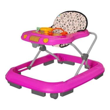 Imagem de Andador Infantil Musical para Bebê com Regulagem Rosa - Tutti Baby, An