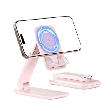 Imagem de iWALK Suporte magnético de celular para mesa, suporte de celular ajustável em ângulo e altura, suporte magnético dobrável para iPhone 16, 15, 14, 13, 12 Pro Max e iPad, suporte de celular para Samsung