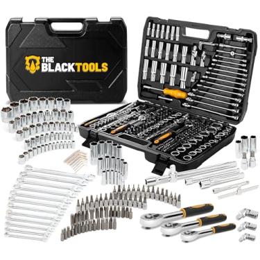 Imagem de Jogo de Soquetes e Chaves 216 Peças The Black Tools TKF216 – Encaixe 1/4", 3/8", 1/2" Maleta Organizada – Aço Cromo Vanádio