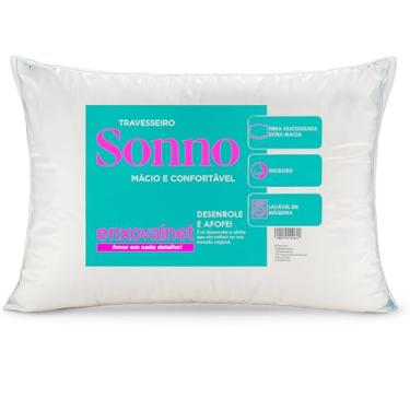 Imagem de Travesseiro Branco Antialérgico Sonno Macio Toque Fibra Travesseiros Fibra Ganso Pluma
