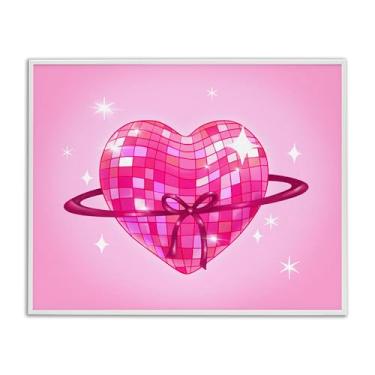 Imagem de Stupell Industries Anéis de planeta coração disco branco emoldurado arte giclée, design por Stephanie Sanchez, 16 x 20