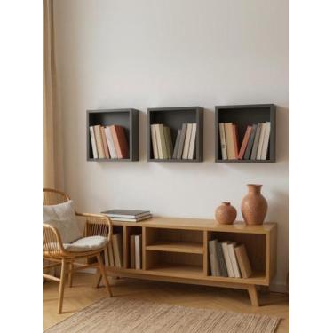 Imagem de Kit de 3 Nichos 30cm Mdf Verde - On Móveis