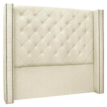 Imagem de Cabeceira Casal King Cama Box 195cm Louise S06 Linho Pérola - Mpozenato