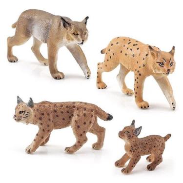 Imagem de Conjunto de bonecos Lynx Wild Cat de 4 peças de PVC realista para cria