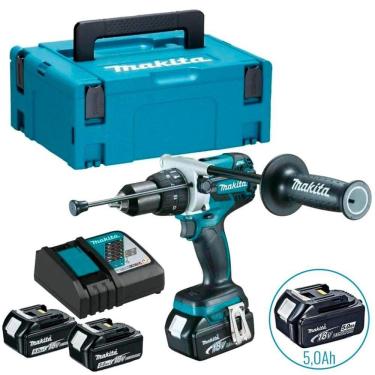 Imagem de Furadeira Parafusadeira 18V Impacto 1/2 POL 2 Bateria 5,0Ah Bivolt DHP486RFJ MAKITA