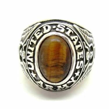 Imagem de Anel Olho De Tigre Exército Genuina Prata De Lei Masculino 20102 - Sho