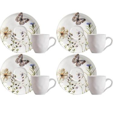 Imagem de Jogo 4 Xícaras com Píres Cerâmica Porto Brasil 170ml Bio Encanto Chá B