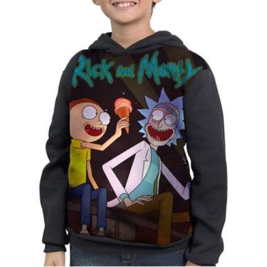 Imagem de Casaco Moletom Infantil Rick And Morty Tomando Sorvete - smoke, Preto,