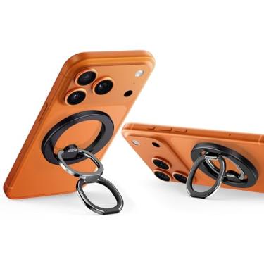 Imagem de Suporte para celular MagSafe ESR (HaloLock) Suporte de anel magnético para celular, com suporte ajustável bidirecional para iPhone 16/15/14/13/12, Galaxy S25, suporte de anel de telefone, preto