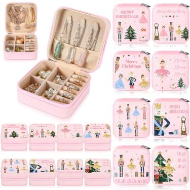 Imagem de Kathfly 8 peças, mini caixa de joias de viagem de Natal, quebra-nozes, balé, dançarina, presentes, quebra-nozes de Natal, caixa de joias rosa, pequena caixa portátil para Natal, adolescentes, mulheres