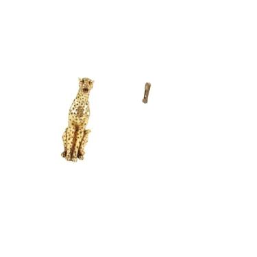 Imagem de Fenteer Relógio de Chita Dourado, Escultura Animal, Peça Central de Mesa, Modelo Vintage em Miniatura, Relógio de Pêndulo, Sala de Estar, Escritório, Decoraçã