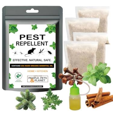 Imagem de Bolsas repelentes de mouse extrafortes naturais reutilizáveis e ajustáveis | Óleos de hortelã-pimenta, canela, citronela e capim-limão para controle de ratos e roedores | refresca o ar e protege a