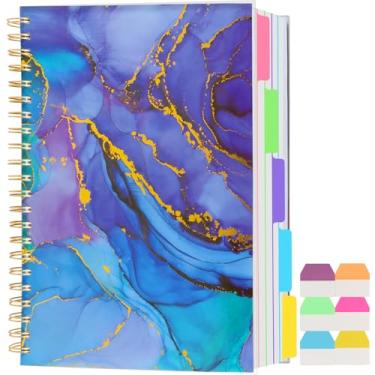 Imagem de 5 Subject Notebook College Ruled, A5 Spiral Notebook with Removable Pocket Dividers Tabs, Lined Organizer Notebook Journal for Women, 240 Pages Notebooks for Work School Note Taking, Purple Marble