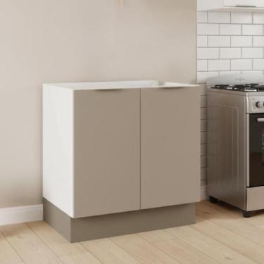 Imagem de Balcão 2 Portas 80cm sem Tampo com Rodapé Puxador 150mm Ipanema CabeCa