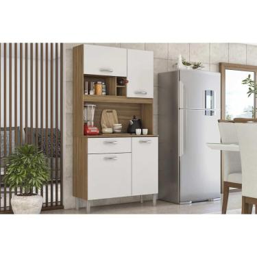 Imagem de Kit De Cozinha Compacta Malta 4 Portas E 1 Gaveta 91cm Amendola-branco - Demóbile
