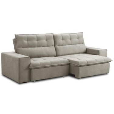 Imagem de Sofá Retrátil Reclinável 3 Lugares Sala De Estar 240cm Neruda F04 Linho Bege Escuro - Lyam Decor