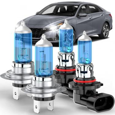 Imagem de SJMYXCLW Compatível com Hyundai Elantra 2013 2014 2015 2016 2017 2018, H7 High Beam 9005 lâmpadas de farol baixo, lâmpadas de halogêneo de alto desempenho brancas super brilhantes 5500K, pacote com 4