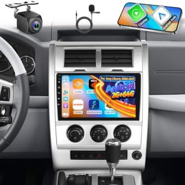 Imagem de [2+64] Rádio automotivo Volxcereo para Jeep Liberty 2008, 2009, 2010, 2011, 2012, Jeep Liberty, estéreo Android de 10,1 polegadas com Carplay/Android Auto, GPS/WiFi/Bluetooth/SWC, FM/RDS