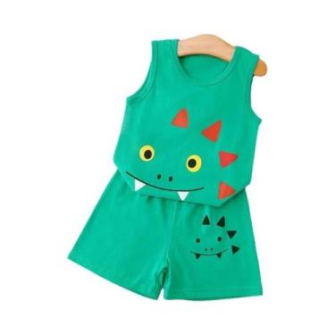 Imagem de Conjunto de Pijamas de Dinossauro para Meninos e Meninas - Colete de V