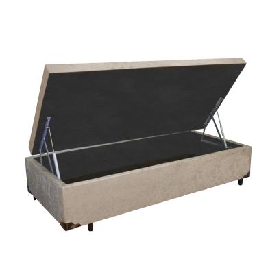 Imagem de Cama Box Baú Solteiro Kings Stop AColchões Suede Bege 41x88x188