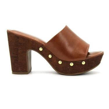 Imagem de Tamanco Feminina Via Uno Original Plataforma Meia Pata 381, 36, Carame