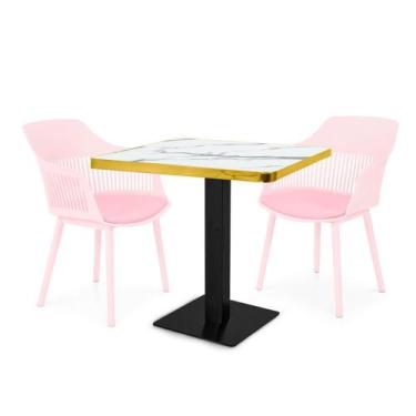Imagem de Conjunto Mesa de Jantar Quadrada Venezia 70x70cm Branca com 2 Cadeiras