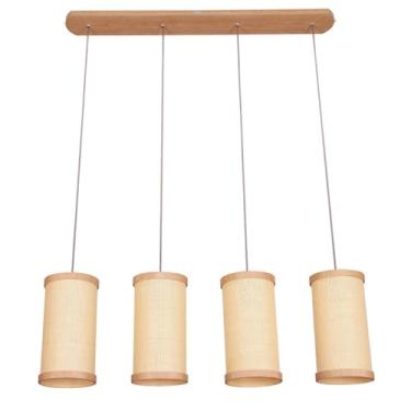 Imagem de Luminária Palha Natural Trilho Pendente 4 Lâmpadas Straw 2554 Luminárias Mí¼ller - Natural