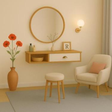 Imagem de Penteadeira Suspensa Com Gaveta e Nichos Organizador 72cm Austria - JM