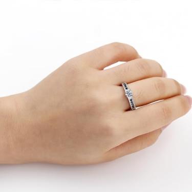 Imagem de Anéis CZ preto e branco, alianças de compromisso de casamento, anel de beleza escura, joia de noiva atemporal, aliança de noivado em tom prata para mulheres YC6592, Latão, Sem pedra preciosa