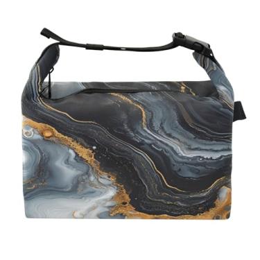 Imagem de STAYTOP Lancheira dourada preta com textura de mármore com fivela, lancheira isolada para meninos e meninas, lancheira térmica para trabalho escolar