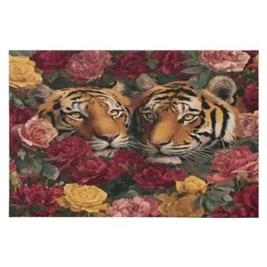 Imagem de Tapete de área 60 x 90 cm macio lavável tapete antiderrapante com suporte de borracha animal rosa tapetes de área para sala de estar, quarto, decoração de casa