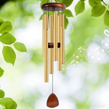Imagem de Sinos de vento de 68 cm ao ar livre com 6 tubos de alumínio - Sino de vento memorial e simpatia para decoração de jardim, pátio, quintal
