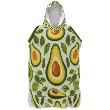 Imagem de Joisal Roupão de mudança de poncho de surfe para adultos toalhas de banho com capuz reutilizáveis ponchos femininos com capuz fofo verde abacate