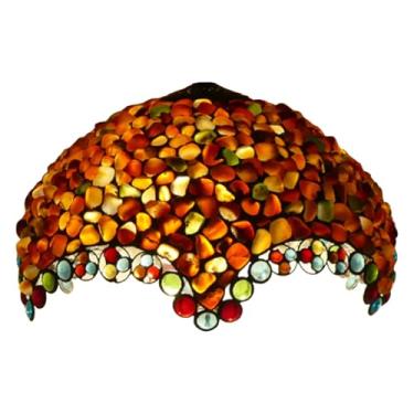 Imagem de Cúpula de Abajur Tiffany de 40 cm (16 polegadas), em Pedra Ágata Manchada, Estilo Vintage, Feita à Mão, Acessório para Luminárias de Chão, Mesa e Pendentes, Cor Laranja