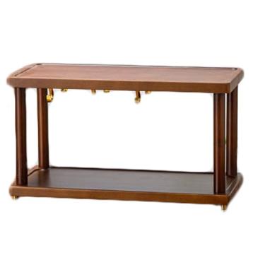 Imagem de LNQKJXIIA Boutiques US Organizador de cafeteria de 2 camadas com ganchos, prateleira de mesa de madeira para suporte de copo de caneca, acessórios para armazenamento de pratos