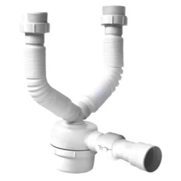 Imagem de Sifão Sanfonado de Copo Duplo PVC Branco – Instalação Fácil para Pia pia de banheiro ralo pia banheiro