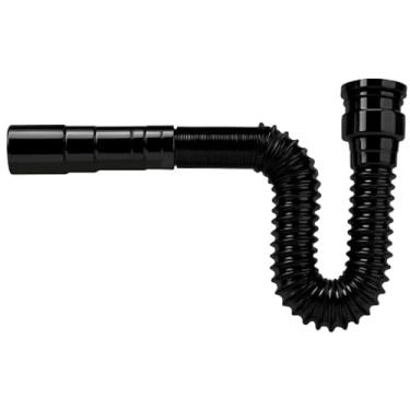 Imagem de Kit Válvula Americana Para Pia Cuba Cozinha 3.1/2" Com Sifão Sanfonado Preto - Plástico(Sifão)