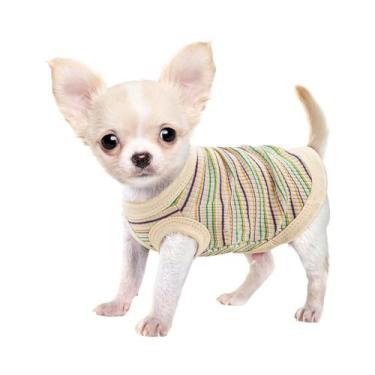 Imagem de Colete de camisa canelada para cães pequenos chihuahua filhote de cach