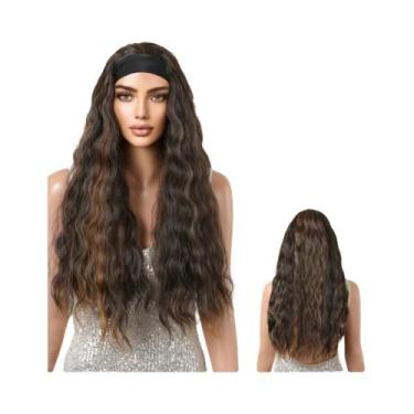 Imagem de Peruca Sintética Longa E Cacheada Marrom Com Aparência Natural Para Us