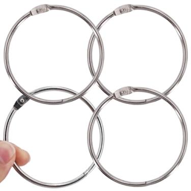 Imagem de HAHIYO Pacote com 4 anéis grandes de folhas soltas de metal de 11 cm, anéis prateados para fichário de livros para cartões de índice, flashcards, chaveiro de encadernação de papel a granel