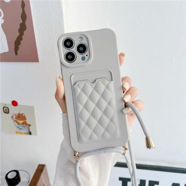 Imagem de Carteira de cartão Crossbody Cord Rope Phone Case para iPhone 15 13 Pro Max 14 11 12 X XR XS 7 8 Plus 3D Diamond Silicone Cover, X0, para iPhone 11 Pro