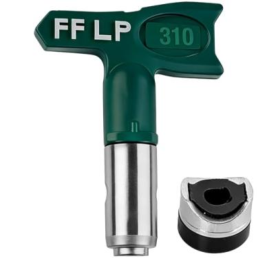 Imagem de Ponta de pulverização sem ar de baixa pressão com acabamento fino FFLPz 310, reduz o excesso de pulverização, ponta de pulverizador de tinta reversível sem ar compatível com Wagner, metal para