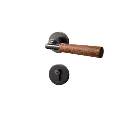 Imagem de Fechadura de porta doméstica para quarto, conjunto completo de fechadura de porta de madeira silenciosa de madeira retrô (fechadura magnética)