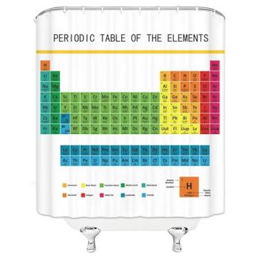 Imagem de Cortina de chuveiro Eriodic Table of The Elements Tecido impermeável lavável tela de banho decoração de casa cortinas de chuveiro 30x75in-75x190 cm/LxA