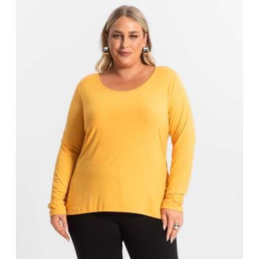 Imagem de Blusa Manga Longa Viscotorcion Secret Glam Amarelo, Plus G4, Amarelo