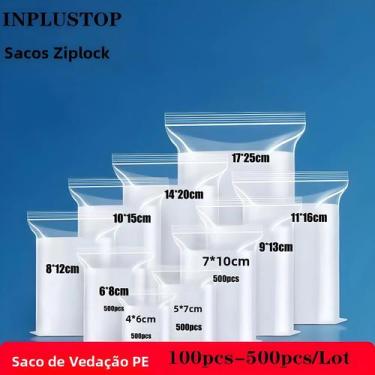 Imagem de Sacos De Armazenamento Transparentes Com Fecho Ziplock 100pcs 500pcs S