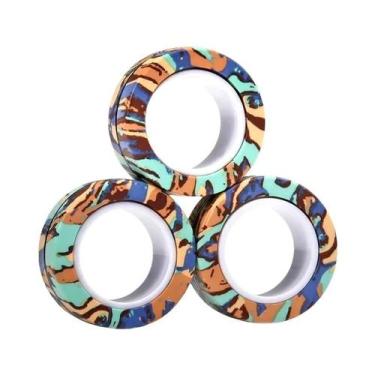 Imagem de Conjunto De Anéis Magnéticos Coloridos 3 Peças Brinquedo Antiestresse 