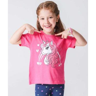 Imagem de Camiseta Infantil Unicórnio Marisa Tam 4 a 10 Rosa-74108, 10, Rosa