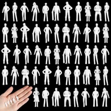 Imagem de Namalu 50 peças 1: escala 75 branco sem pintura mini pessoas figuras em miniatura pessoas para modelos de trens arquitetônicos em pé e sentado mini diorama figuras para projetos arquitetônicos cenas